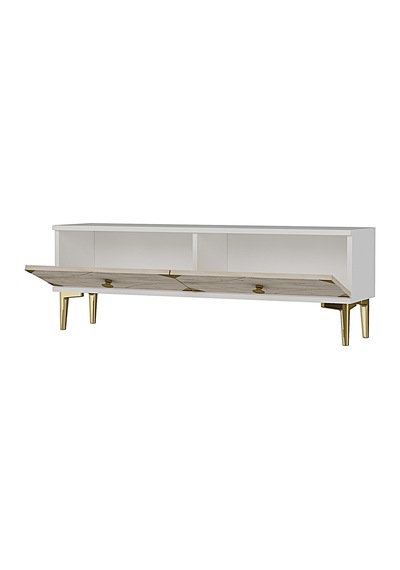 Tsa1297btg Alfa Tv Sehpası Beyaz-traverten-gold 120cm