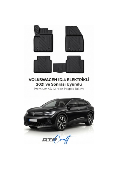 Otocraft Volkswagen Id 4 Ev 2021+ Araca Özel 4d Karbon Oto Paspas Havuzlu Tam Set
