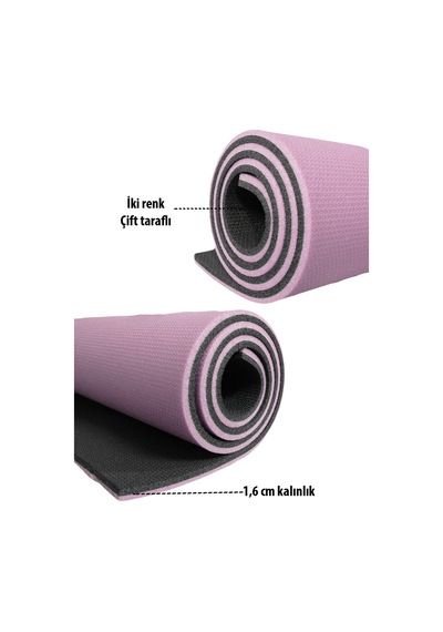 16 Mm Taşıma Askılı Çift Taraflı Iki Renk Kamp Pilates Minderi L Lila