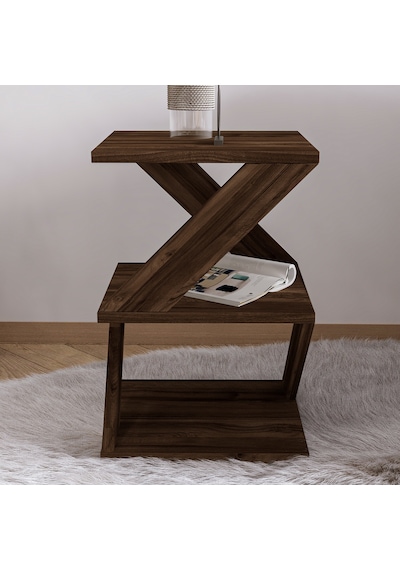 İnarch Dizayn Albeni Z Tasarım 3 Katlı Minimalist Yan Sehpa 9 Renk Seçeneği Modern Sehpa Ceviz