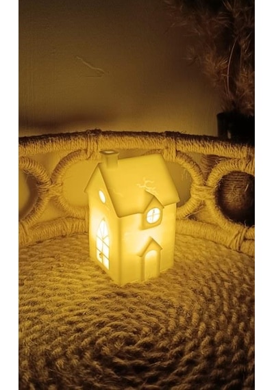 Kış Evi Mumluk Noel Yılbaşı Süsü Dekoratif Biblo Tealight Mumluk Seti Mum Dahildir