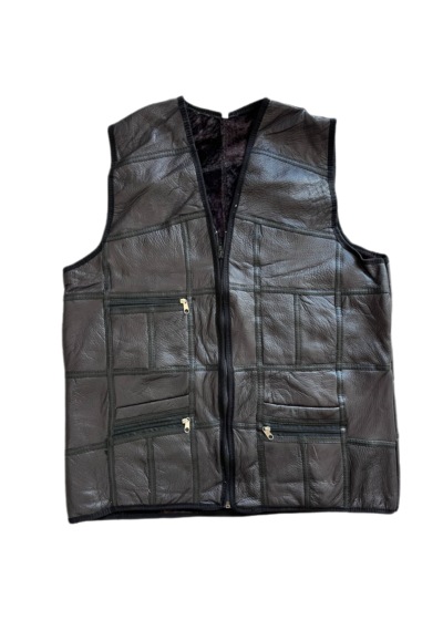 Ln Leather Patchwork İçi Kürk-dışı Süet Deri Biye Detaylı Yelek Acı Kahve