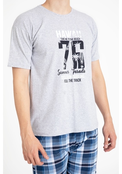 Tampap Erkek Pijama Takımı Kısa Kol Baskılı Takım 2170Kk Gri