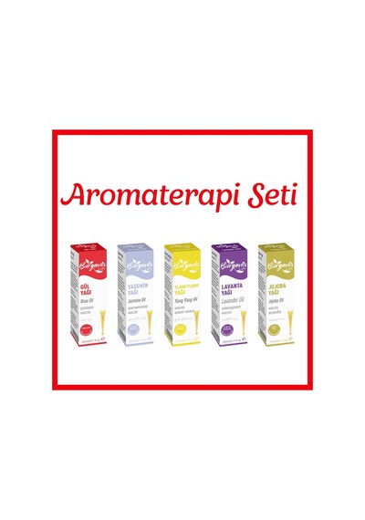 Aromaterapi Yağ Seti Gül,yasemin,ylang Ylang,lavanta,jojoba 20 Ml 5'li Set Damlalıklı