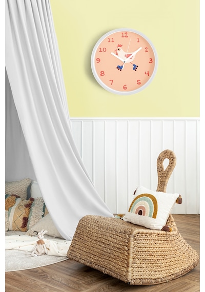 Paten Kayan Sevimli Tavuk Çocuk Odası Duvar Saati - 25cm - Önü Camlı Beyaz Kasa - Sessiz Mekanizma-jh1013 Beyaz
