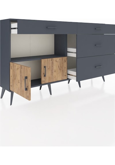 Arges Konsol Tek Raflı 4 Çekmeceli 2 Kapaklı 176x30x99 Antrasit-ç Antrasit-çam/antrasit Arges Konsol Tek Raflı 4 Çekmeceli 2 Kapaklı 176x30x99 Antrasit-ç Antrasit-çam/antrasit