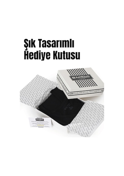 Boun Marche Erkek Atlet Premium 6'lı Kutu Penye Süprem %100 Pamuk 347 B Siyah