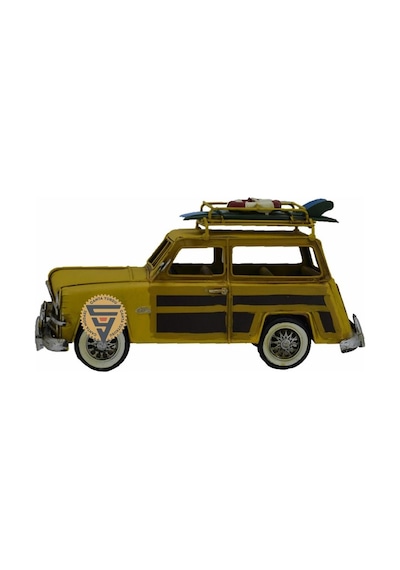 Dekoratif Nostaljik Metal Land Rover Rustik Otomobil Sarı