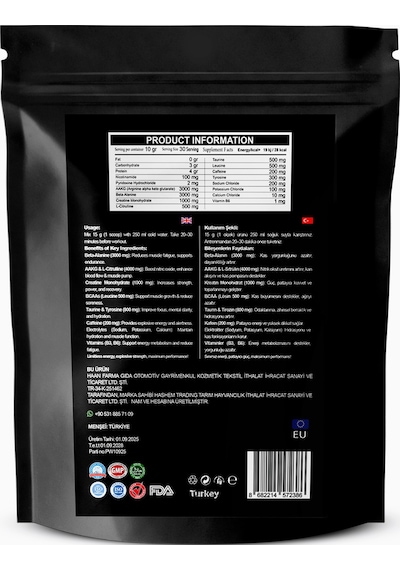 Wwp Pre-workout Limitless Energy, Sınırsız Enerji & Performans - 300g Yeşil Elma Aromalı Yeşil Elma
