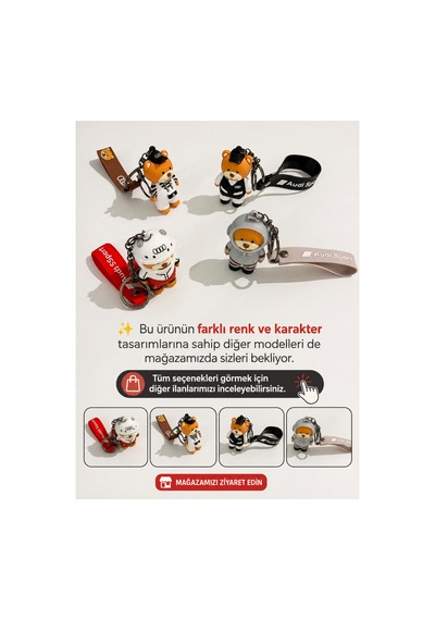 Audi Sport Silikon Ayıcık Anahtarlık Gri Askılı Dekoratif Araba Anahtarlığı - 905684030