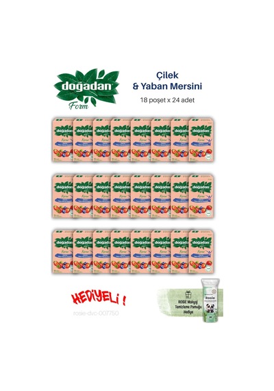 24 Paket Doğadan Form Çilek & Yaban Mersini 18 Poşet Ve Rosıe
