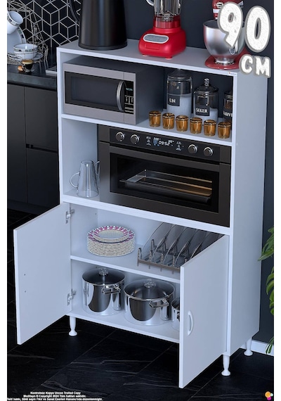 Duru 90 Cm Çift Kapaklı Mutfak Kiler Dolabı Raflı Mikrodalga Fırın Standı Banyo Dolabı 90x150x32 Cm Beyaz Duru 90 Cm Çift Kapaklı Mutfak Kiler Dolabı Raflı Mikrodalga Fırın Standı Banyo Dolabı 90x150x32 Cm Beyaz