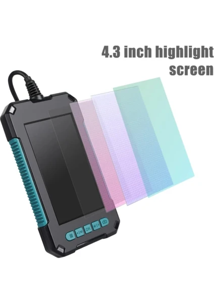 10 Metre Çift Kameralı Ekranlı Endoskop Kamera 4.3'' Ips Lcd 1080p Hd 8mm Ip67 Su Geçirmez Boru Tesisat Araç Kontrol İçin