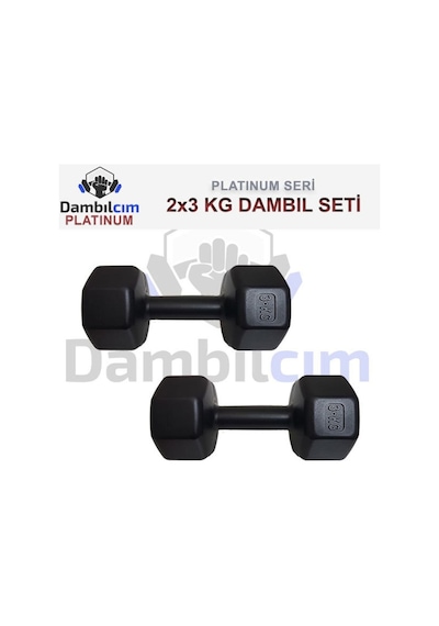 3 Kg X 2 Adet 6 Kg Dambıl Seti 6 Kg Dumbell Set - Siyah1