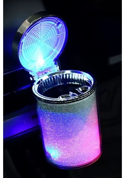 Rgb Işıklı Açılır Kapanır Kapaklı Oto Araç İçi Masa Üstü Küllük Kül Tablası Işıklı Dekoratif Küllük