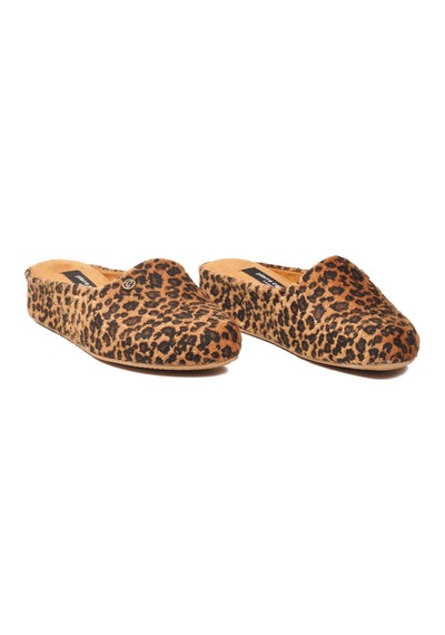 Pierre Cardin Taba Leopar Hafif Tekstil Süet Önü Kapalı Kadın Ev Terliği Pc-55371 Z Taba