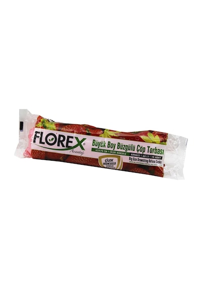 Lunaev 250 Adet Florex-502 Çilek Kokulu Büzgülü Büyük 10pcs 65x70cm Çöp Torbası 25x10 250