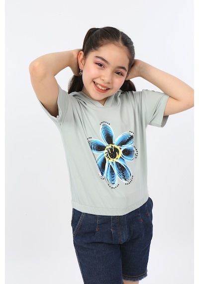 Toontoy Kids Toontoy Kız Çocuk Önü Çiçek Baskılı Tişört Yeşil Toontoy Kids Toontoy Kız Çocuk Önü Çiçek Baskılı Tişört Yeşil