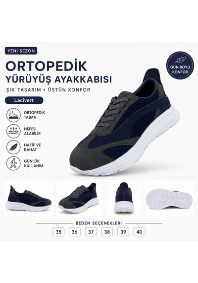 Genpa Deri Ve Tekstil Confort Spor Ayakkabı Lacivert