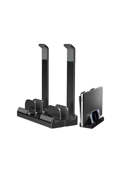 Lexroo Laptop Stand Dikey Ve Eğimli 3 Slotlu Ayarlanabilir Masaüstü Organizer Telefon Tablet Uyumlu
