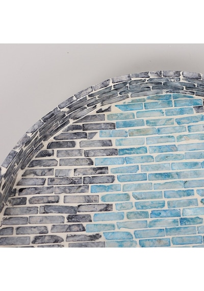 Pure Sedef 35 X4cm. Black/blue Sedefli Mozaik Tepsi Mix