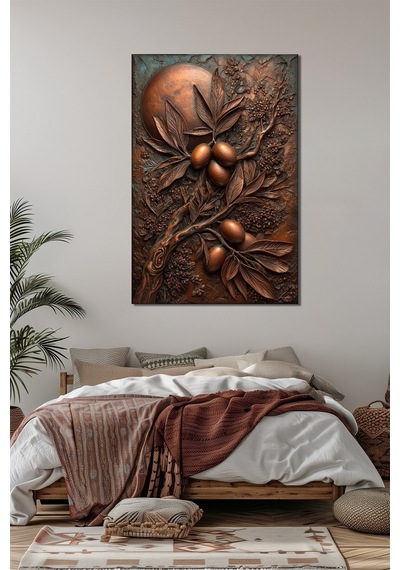Zeytin Dalı Baskılı Cam Tablo Modern Doğa Temalı Uv Baskı Dekoratif Duvar Tablosu