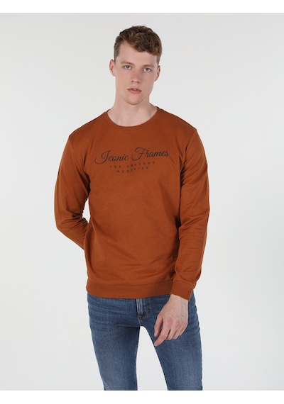 Colin's Regular Fit Baskılı Turuncu Erkek Sweatshirt CL1060126_Q1.V2_COR Kahverengi