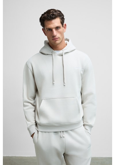 Grimelange Scarn Erkek Pamuklu İçi Polarlı Nakışlı Kapüşonlu Relaxed Gri Sweatshirt