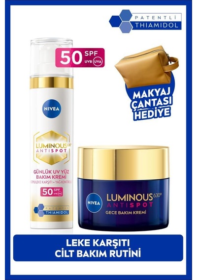 Luminous630 Leke Karşıtı Cilt Bakım Rutin, Güneş Koruyucu Yüz Kremi 40ml Ve Gece Kremi,çanta Hediye