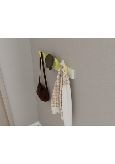 Hepsi3boyutlu Modern Duvar & Kapı Kanca Askılık - 5 Adet Sarı Kanca Askılık - Model No : 4 Sarı
