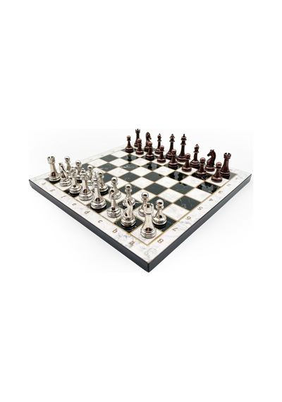 Ahşap - 277 - Satranç Takımı Metal Taşlı Merduz36s - 25cm, Bakır-gümüş - Muratech - - Merduz25b