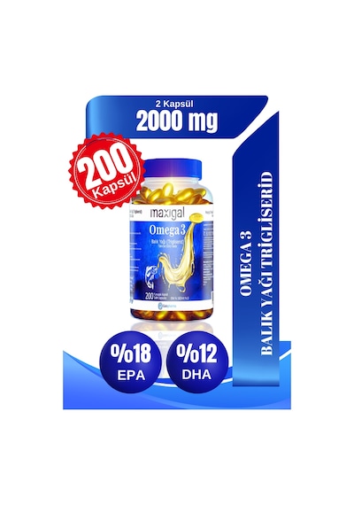 Maxigal Omega-3 Balık Yağı 200 Kapsül