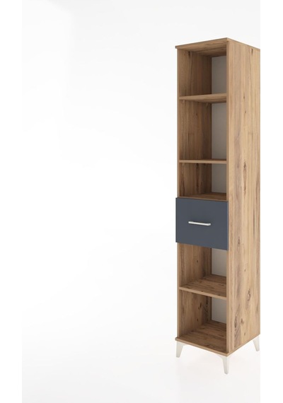 Hyperion Dolap 4 Raflı Tek Çekmeceli 44x44x221 Çam-antrasit Atlas Çam
