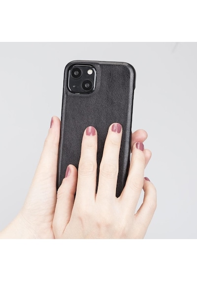 Bouletta Apple İphone 13 Uyumlu Deri Arka Kapak F360 Rst1 Siyah