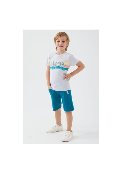 U.s. Polo Assn. Sweet Intense Beyaz Erkek Çocuk Bermuda Takım Kar Melanj