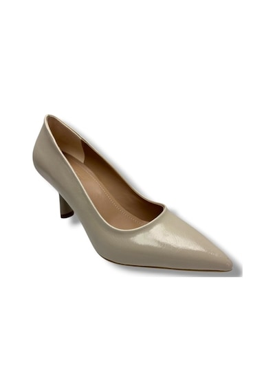C-shoes 3149-26 Kırışık Rugan Deri Orta Boy İnce Topuk Kadın Stiletto Krem
