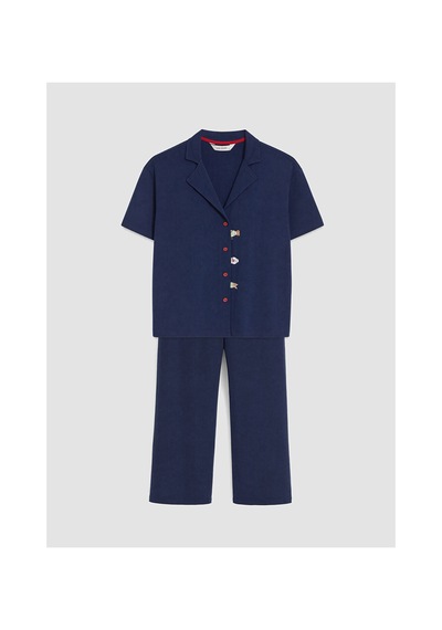 Lcw Young Lacivert Gömlek Yaka Kadın Pijama Takım