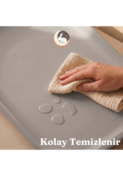 Lunalica Nora Bebek Alt Değiştirme Matı - 50x70cm, Bej, Kolay Silinir, Yenidoğan Şifonyer Üstü Alt Açma Pedi Minderi