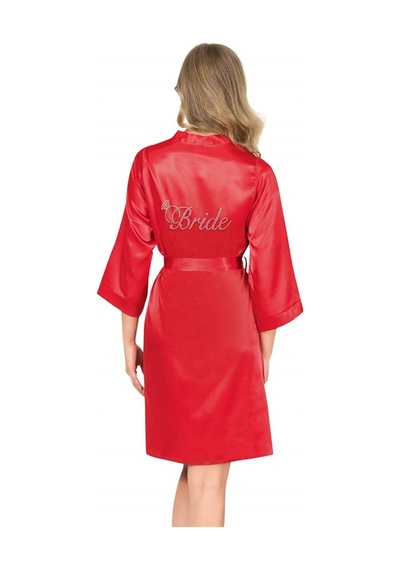 Red Womans Kırmızı Kısa Saten Bride Sabahlık