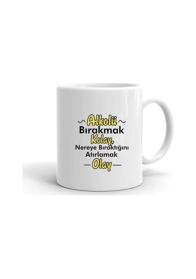 Bırakmak Kolay Baskılı Seramik Beyaz Kupa