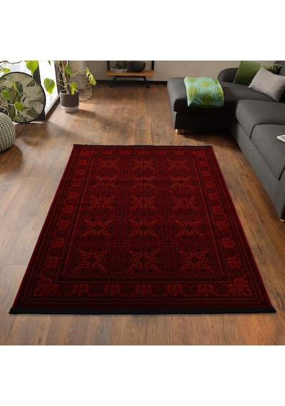 Afgan Türkmen Otantik Desenli Dokuma Kırmızı Oturma Odası Salon Mutfak Halısı 7143h Zs77 Kırmızı