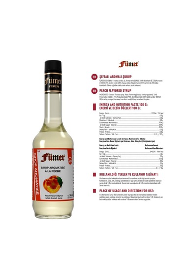 Fümer Şeftali Aromalı Kokteyl Surubu 700 Ml