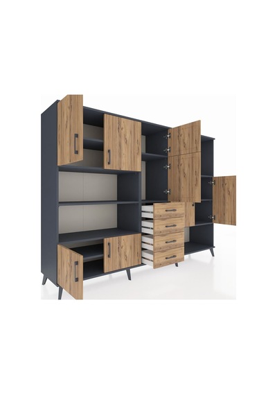 Hyperion Dolap 10 Raflı 4 Çekmeceli 8 Kapaklı 220x44x163 Antrasit-çam Atlas Çam - Antrasit Hyperion Dolap 10 Raflı 4 Çekmeceli 8 Kapaklı 220x44x163 Antrasit-çam Atlas Çam - Antrasit