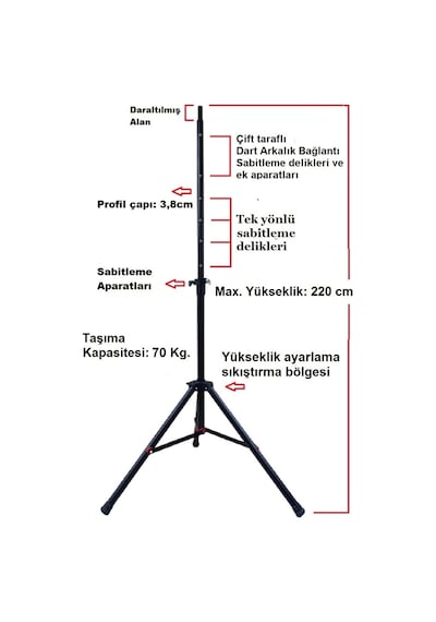 Tripod Ayaklı Dart Arkalık Stand Seti Dartsan