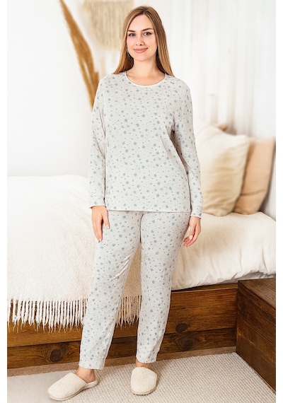 Remsa Kadın Yıldız Desen Suprem Pijama Takımı 0465 Gri05 Gri05