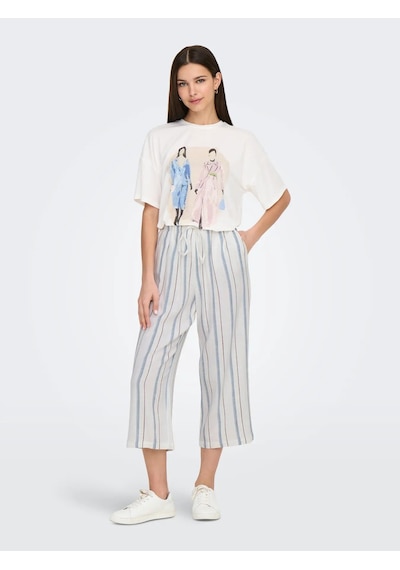 Only Onlmelina S/s Ladies Top Box Jrs Kadın T-shirt 15342876 Ekru