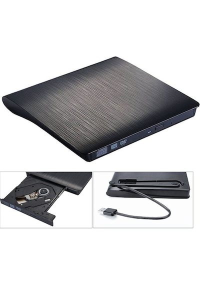 Harici Dvd Rw Usb 3.0 Ultra İnce Taşınabilir Dvd Cd Yazıcı Okuyucu Laptop Pc Uyumlu