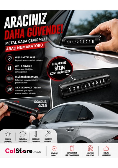 Metal Kasa Çevirmeli Araç Numaratörü Park Telefon Numarası Göstergesi 1