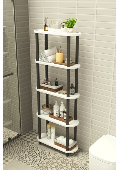 Soft 5 Katlı Banyo Düzenleyici Çok Raflı Banyo Organizeri Çok Amaçlı Banyo Düzenleyici - Beyaz Beyaz
