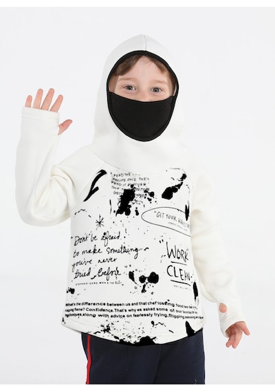 Casabony Ninja Casa Baskılı Ekru Unisex Sweatshirt-Ekru